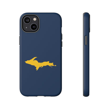 Michigan Upper Peninsula Tough Phone Case (Navy w/ Gold UP Outline) | Apple iPhone