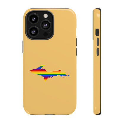 Michigan Upper Peninsula Tough Phone Case (Citrine w/ UP Pride Flag Outline) | Apple iPhone