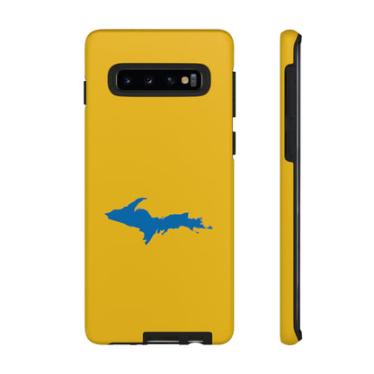 Michigan Upper Peninsula Tough Phone Case (Gold w/ Azure UP Outline) | Samsung & Pixel Android