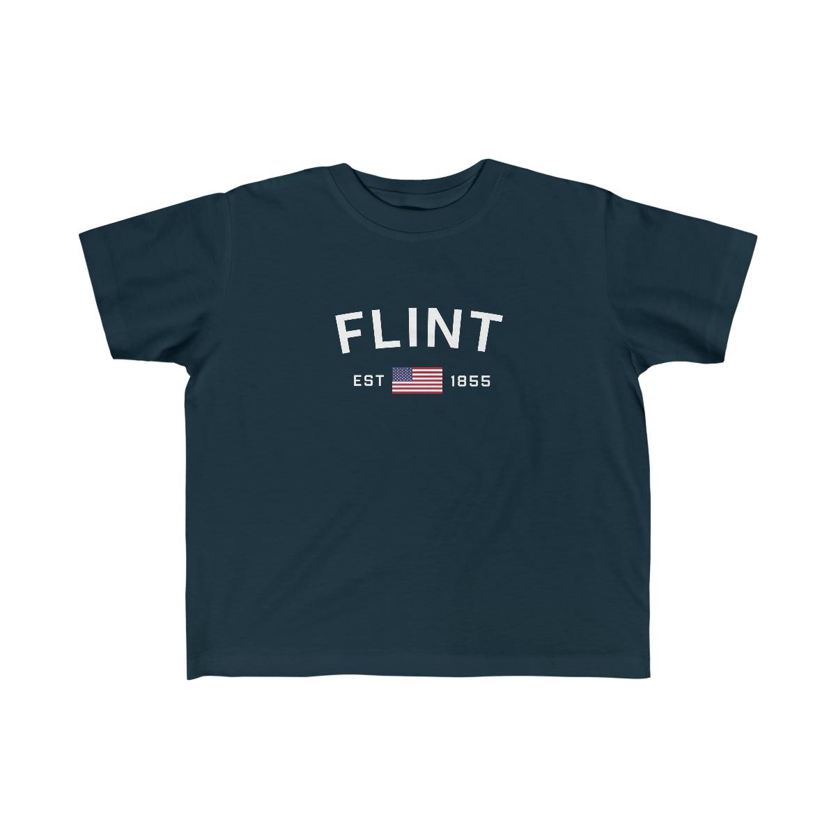 'Flint EST 1855 ' T-Shirt  (w/USA Flag Outline) | Toddler Short Sleeve - Circumspice Michigan