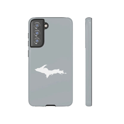 Michigan Upper Peninsula Tough Phone Case (Silver w/ UP Outline) | Samsung & Pixel Android