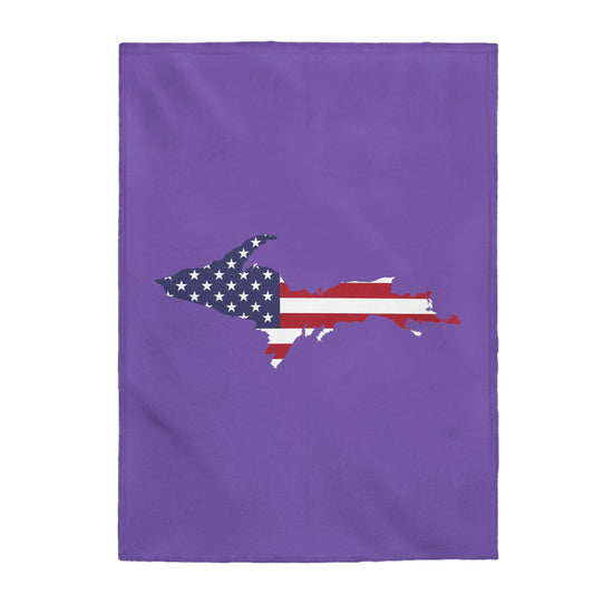 Michigan Upper Peninsula Plush Blanket (w/ UP USA Flag Outline) | Lake Iris