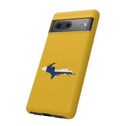 Michigan Upper Peninsula Tough Phone Case (Gold w/ UP Finland Flag Outline) | Samsung & Pixel Android