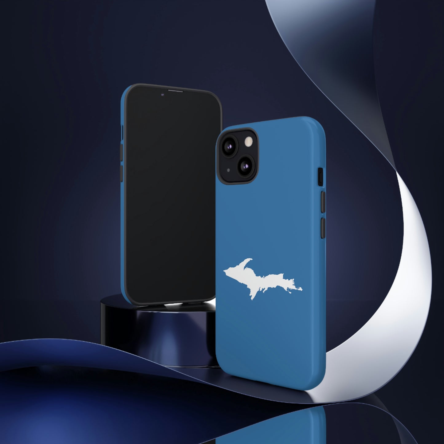 Michigan Upper Peninsula Tough Phone Case (Lake Superior Blue w/ UP Outline) | Apple iPhone