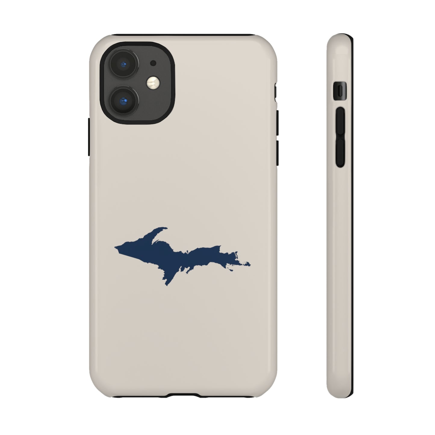 Michigan Upper Peninsula Tough Phone Case (Canvas Color w/ UP Outline) | Apple iPhone