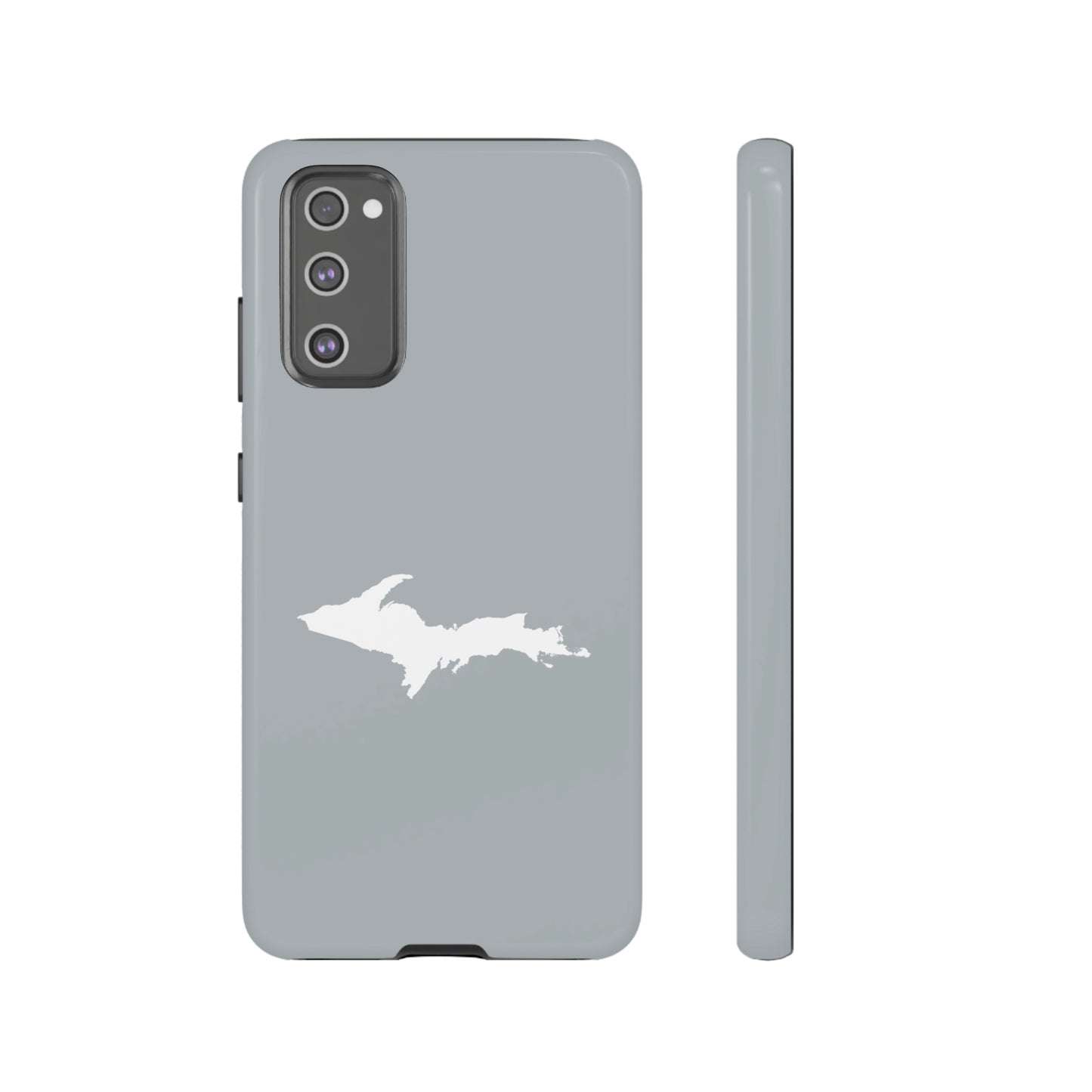 Michigan Upper Peninsula Tough Phone Case (Silver w/ UP Outline) | Samsung & Pixel Android