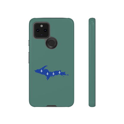 Michigan Upper Peninsula Tough Phone Case (Copper Green w/ UP Quebec Flag Outline) | Samsung & Pixel Android