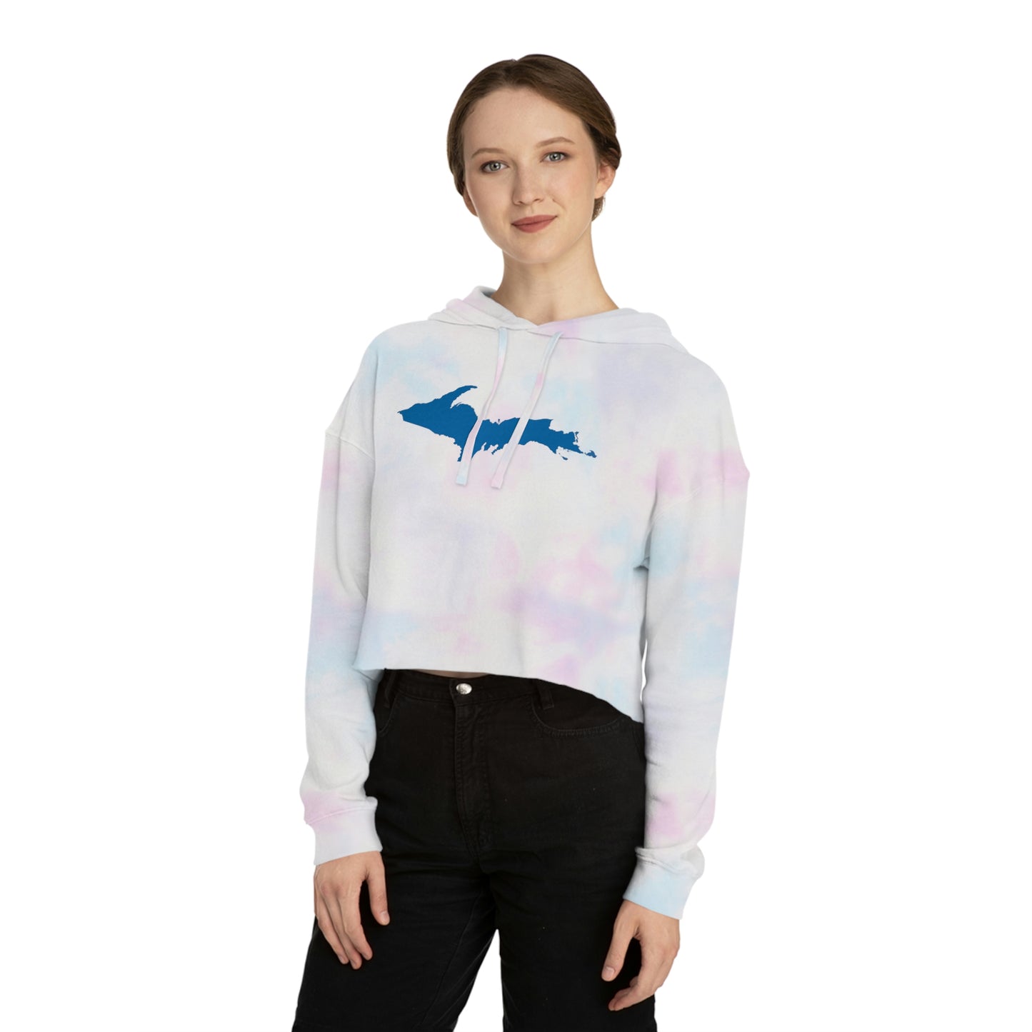 Michigan Upper Peninsula Hoodie (w/ Azure UP Outline) | Lightweight Cropped