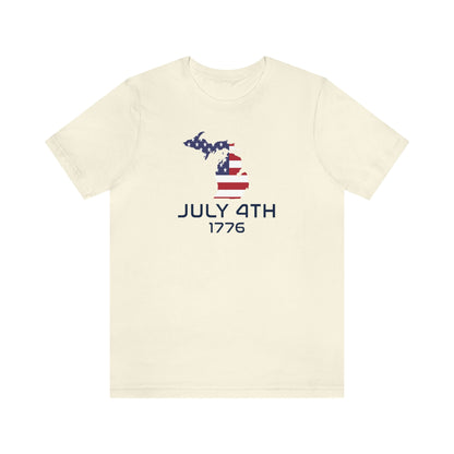 Michigan 'July 4th 1776' T-Shirt (Space Agency Font w/ MI USA Outline) | Unisex Standard Fit