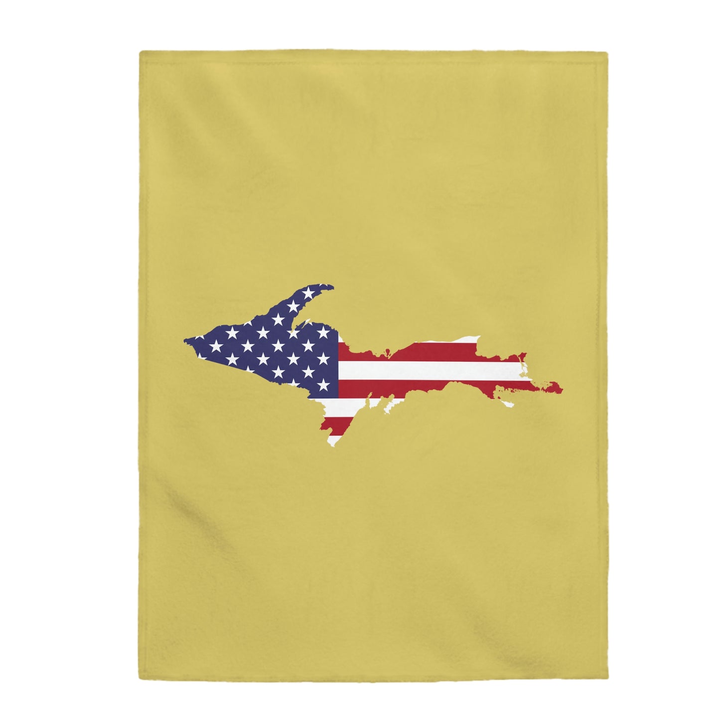 Michigan Upper Peninsula Plush Blanket (w/ UP USA Flag Outline) | Plum Yellow