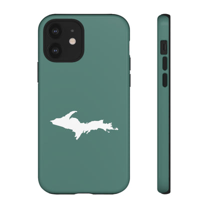 Michigan Upper Peninsula Tough Phone Case (Copper Green w/ UP Outline) | Apple iPhone