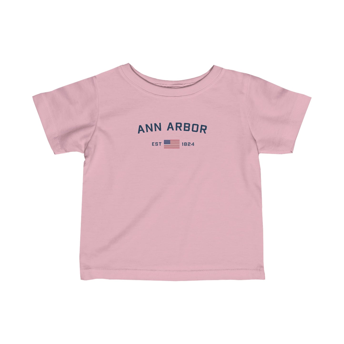 'Ann Arbor EST 1826' T-Shirt (w/USA Flag Outline) |  Infant Short Sleeve