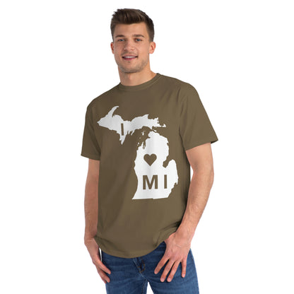 'I ♡ Michigan' T-Shirt (Full Body Outline) | Organic Unisex