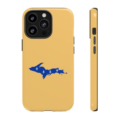 Michigan Upper Peninsula Tough Phone Case (Citrine Color w/ UP Quebec Flag Outline) | Apple iPhone