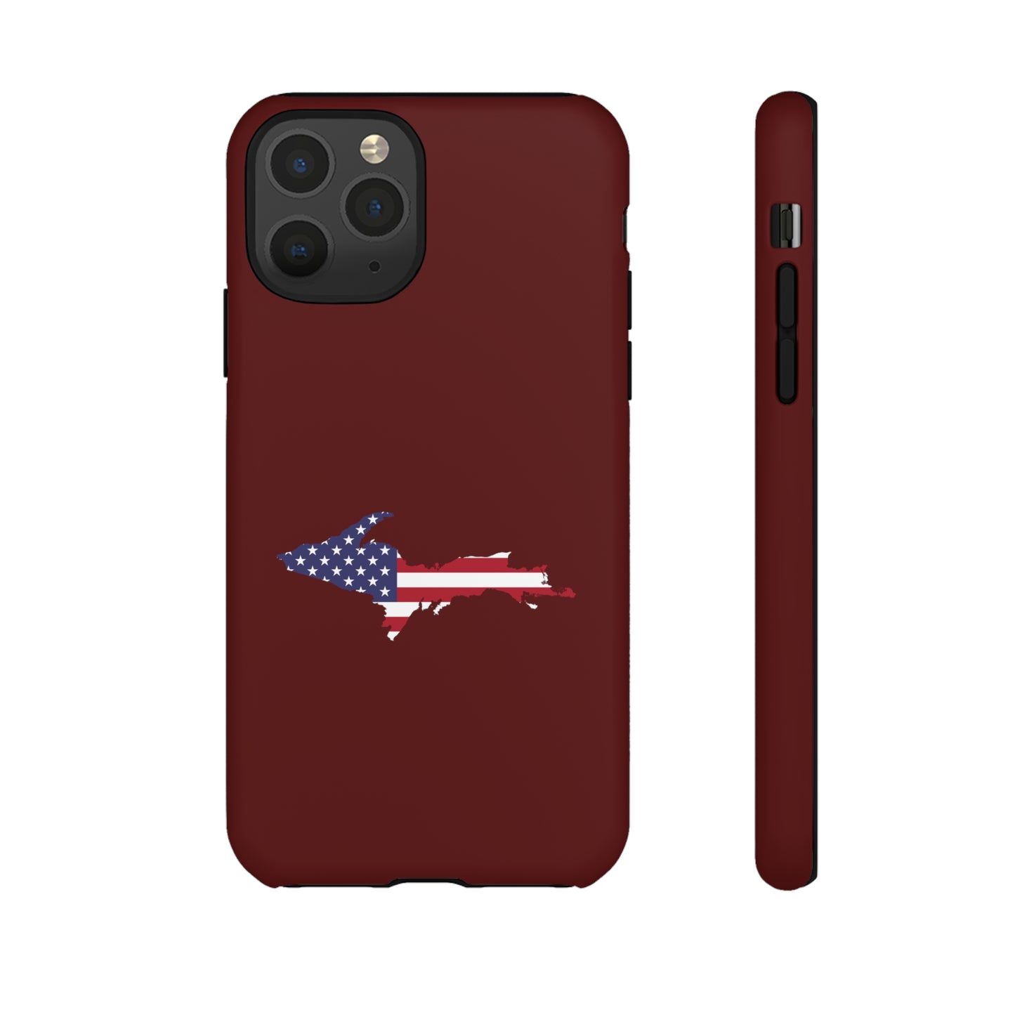 Michigan Upper Peninsula Tough Phone Case (Cherrywood Color w/ UP USA Outline) | Apple iPhone