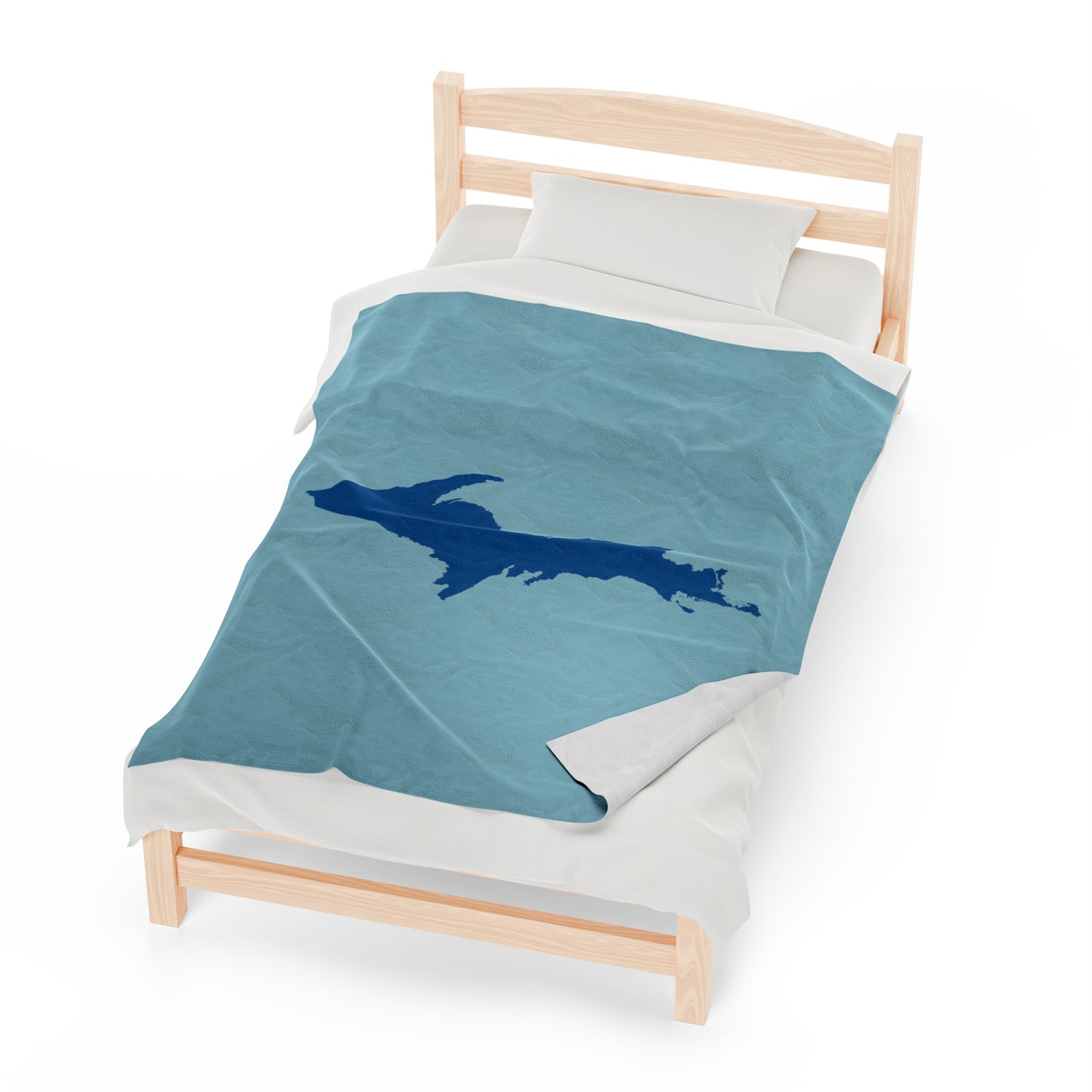 Michigan Upper Peninsula Plush Blanket (w/ Azure UP Outline) | '58 Caddie Blue