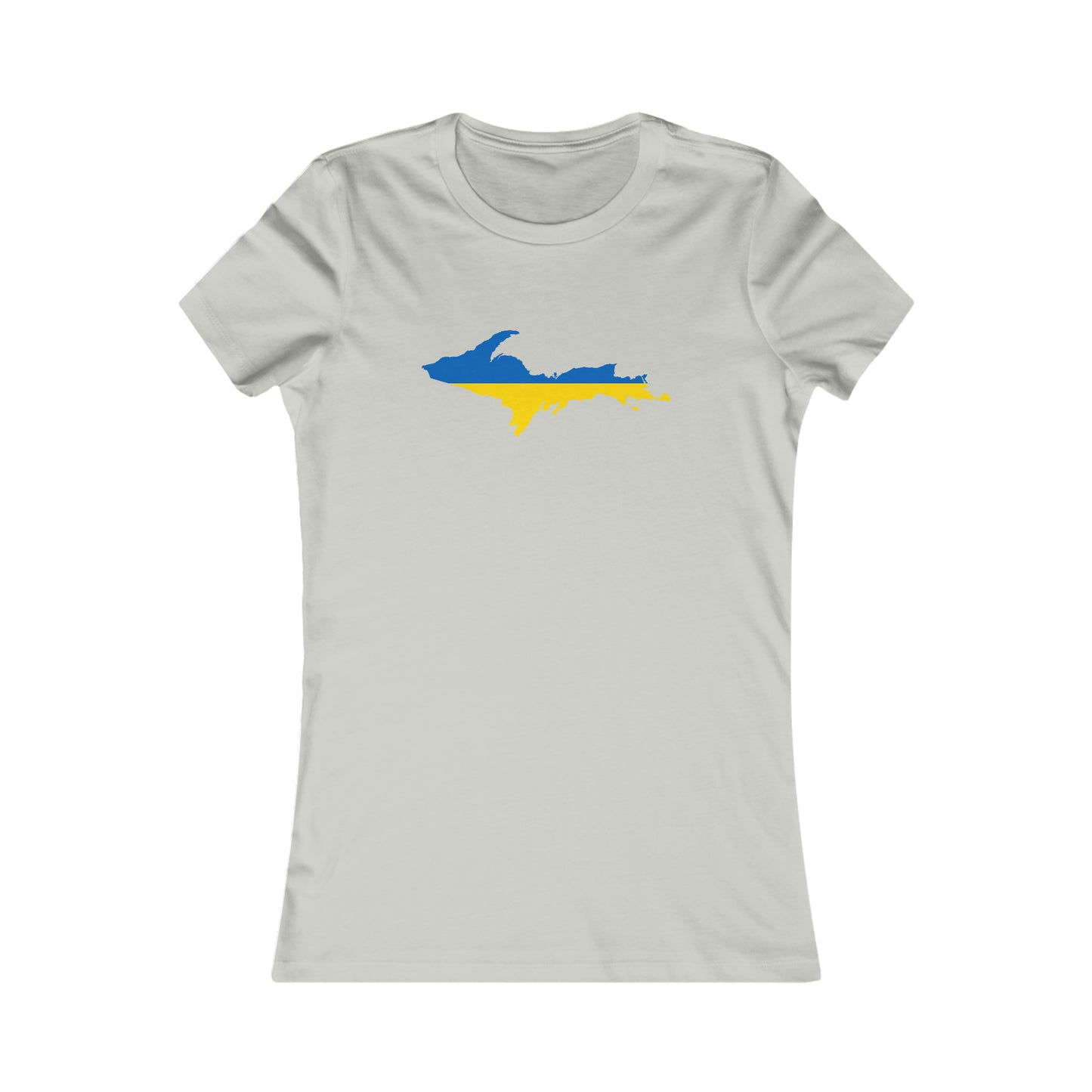 Michigan Upper Peninsula T-Shirt (w/ UP Ukraine Flag Outline) | Women's Slim Fit