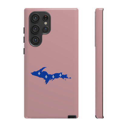 Michigan Upper Peninsula Tough Phone Case (Cherry Blossom Pink w/ UP Quebec Flag Outline) | Samsung & Pixel Android