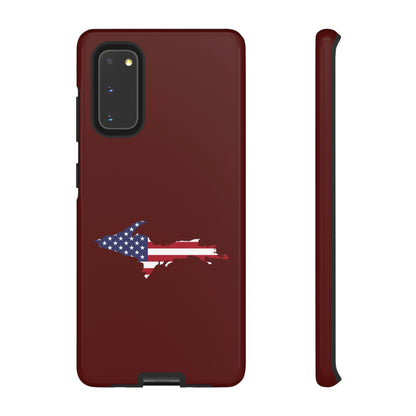 Michigan Upper Peninsula Tough Phone Case (Cherrywoold Color w/ UP USA Flag Outline) | Samsung & Pixel Android