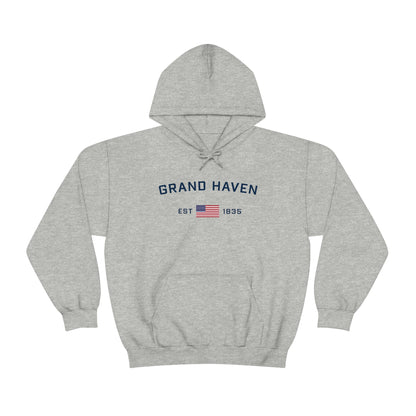 'Grand Haven EST 1835' Hoodie (w/USA Flag Outline) | Unisex Standard