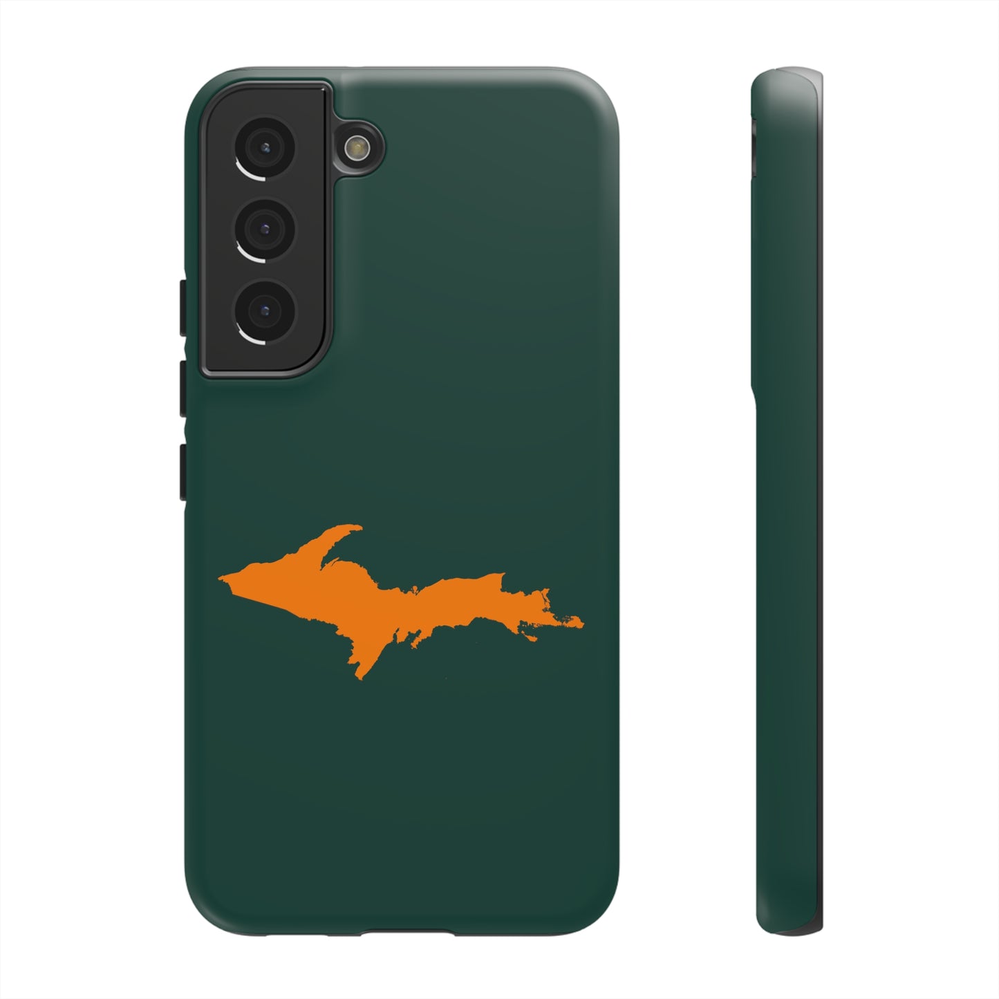 Michigan Upper Peninsula Tough Phone Case (Green w/ Orange UP Outline) | Samsung & Pixel Android