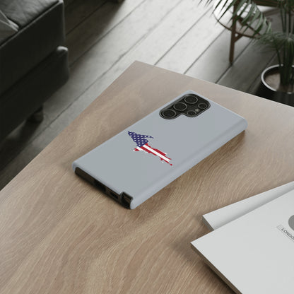 Michigan Upper Peninsula Tough Phone Case (Silver w/ UP USA Flag Outline) | Samsung & Pixel Android