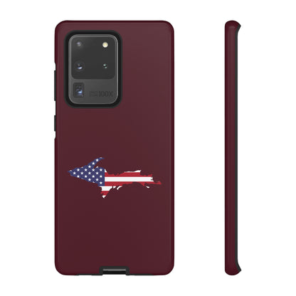 Michigan Upper Peninsula Tough Phone Case (Old Mission Burgundy w/ UP USA Flag Outline) | Samsung & Pixel Android