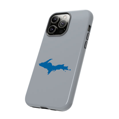 Michigan Upper Peninsula Tough Phone Case (Silver w/ Azure UP Outline) | Apple iPhone