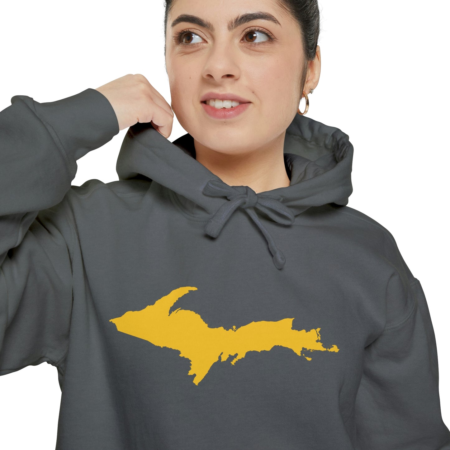 Michigan Upper Peninsula Hoodie (w/ Gold UP Outline) | Unisex Garment-Dyed