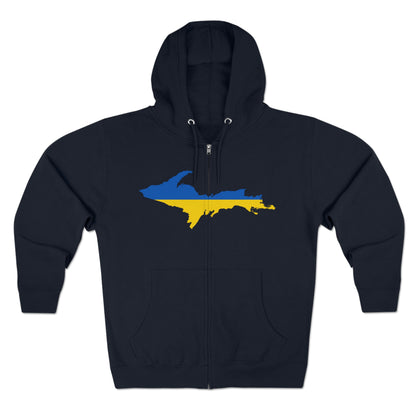 Michigan Upper Peninsula Full-Zip Hoodie (w/ UP Ukraine Flag Outline)