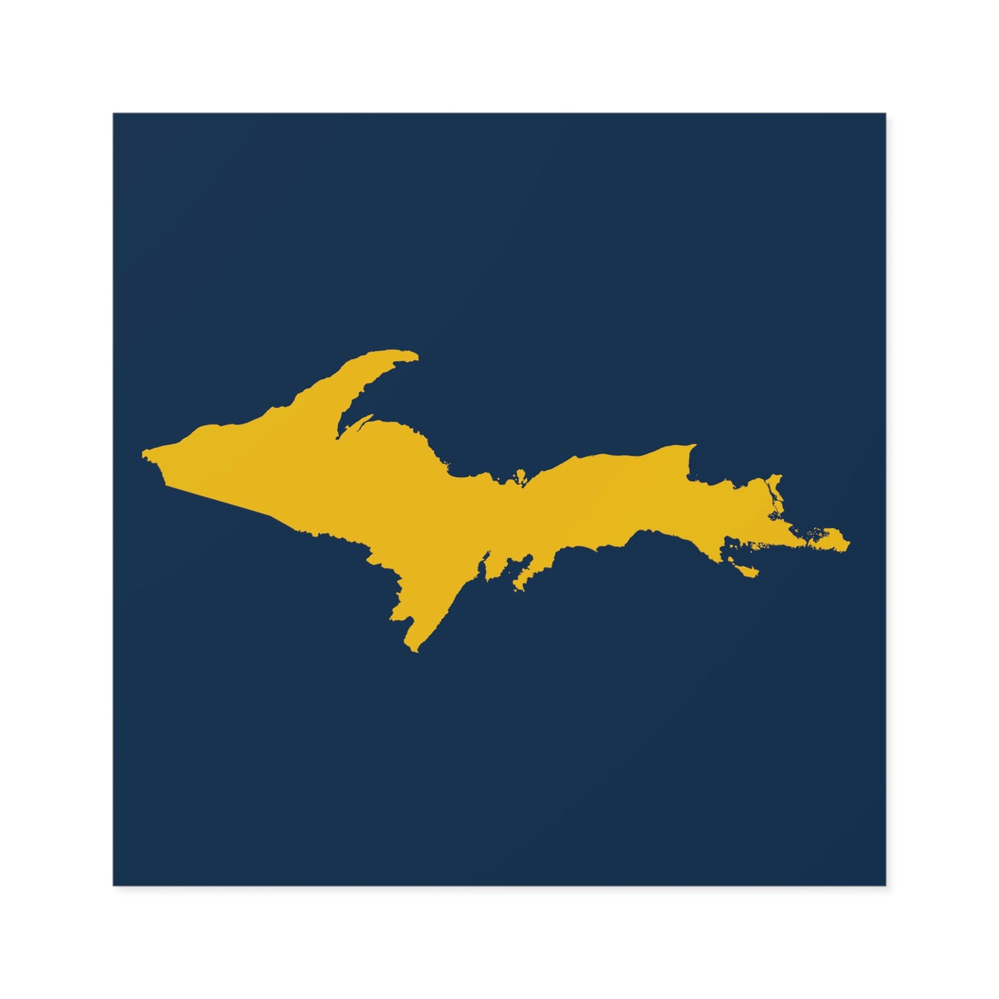 Michigan Upper Peninsula Square Sticker (Navy w/ Gold UP Outline) | Indoor/Outdoor