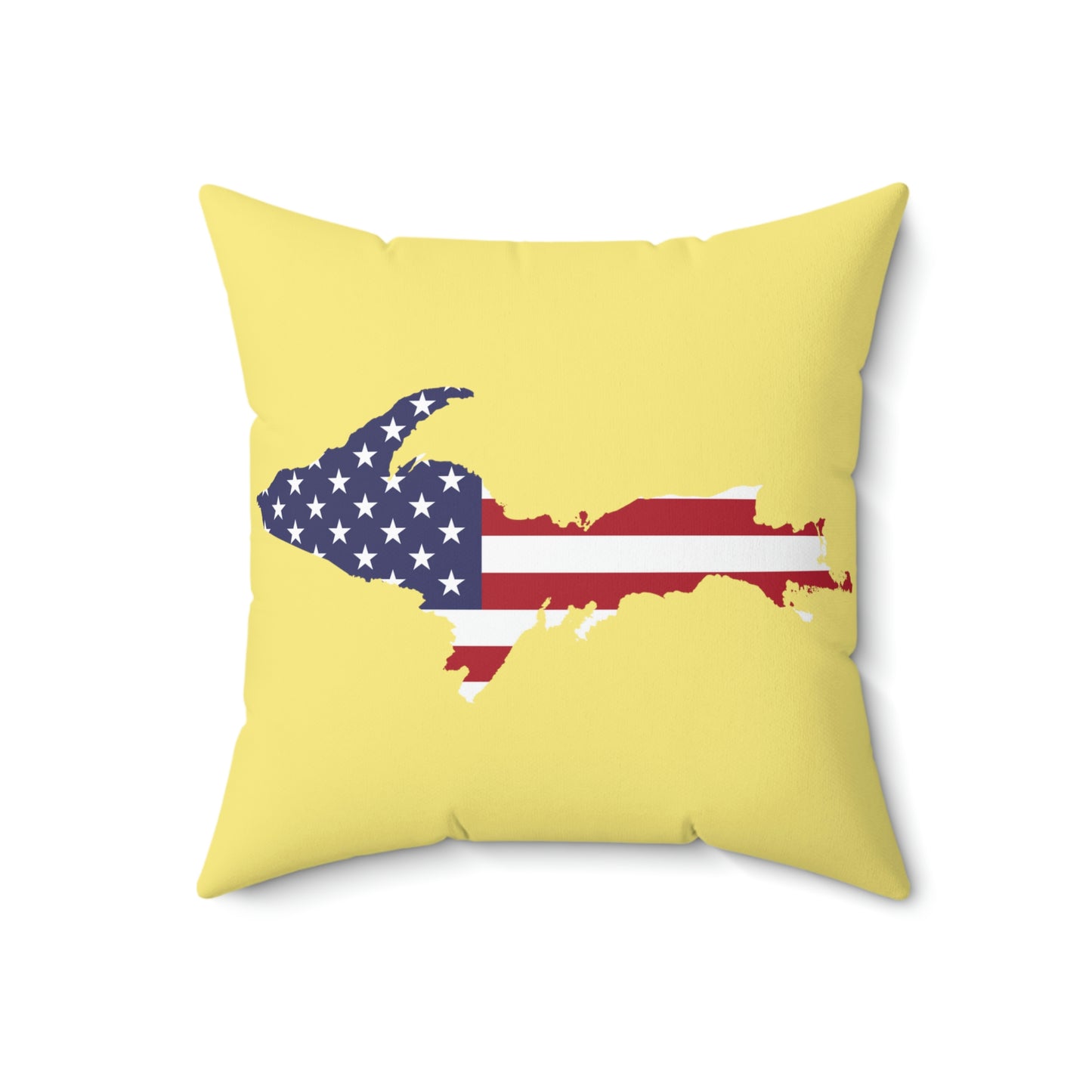 Michigan Upper Peninsula Accent Pillow (w/ UP USA Flag Outline) | Cherry Yellow