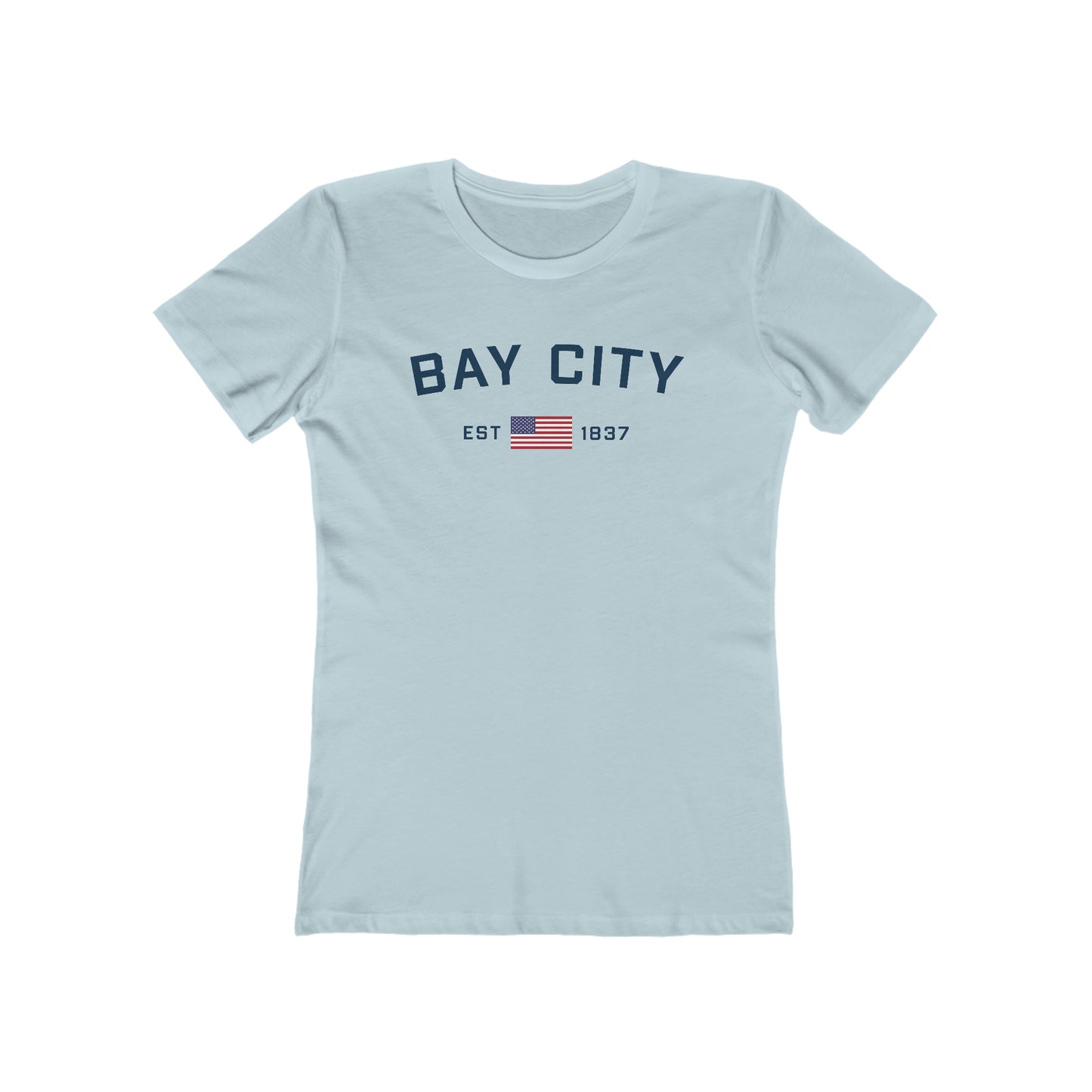 'Bay City EST 1837' (w/USA Flag Outline) | Women's Boyfriend Cut