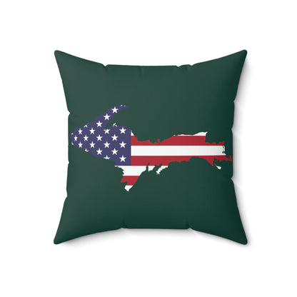 Michigan Upper Peninsula Accent Pillow (w/ UP USA Flag Outline) | Green