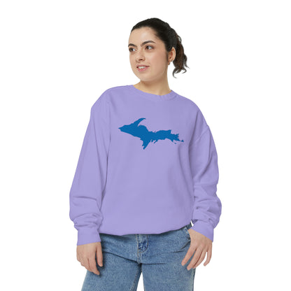 Michigan Upper Peninsula Sweatshirt (w/ Azure UP Outline) | Unisex Garment Dyed