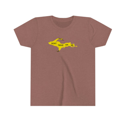 Michigan Upper Peninsula 'Don't Tread On Me' T-Shirt (w/ UP Gadsen Flag Outline) | Youth Short Sleeve