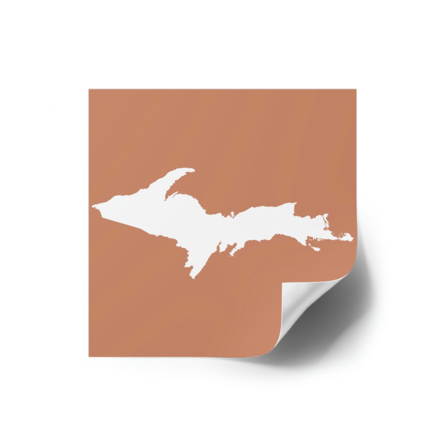 Michigan Upper Peninsula Square Sticker (Copper Color w/ UP Outline) | Indoor/Outdoor