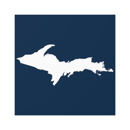 Michigan Upper Peninsula Square Sticker (Navy w/ UP Outline) | Indoor/Outdoor