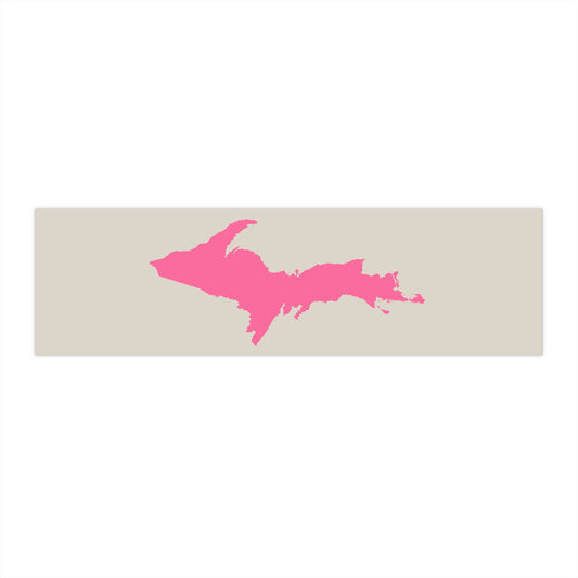 Michigan Upper Peninsula Bumper Sticker (w/ Pink UP Outline) | Canvas Color Background