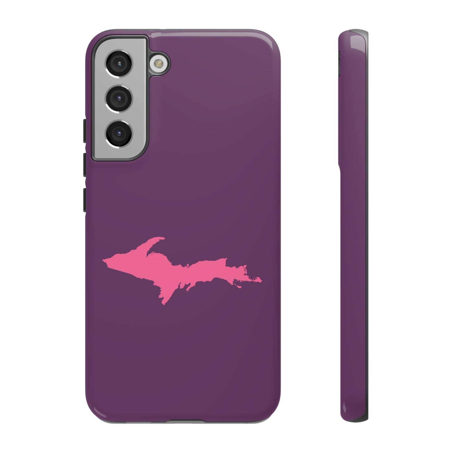 Michigan Upper Peninsula Tough Phone Case (Plum w/ Pink UP Outline) | Samsung & Pixel Android