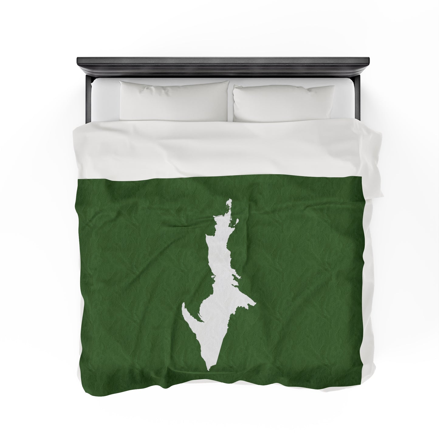 Michigan Upper Peninsula Plush Blanket (w/ UP Outline) | Pine Green