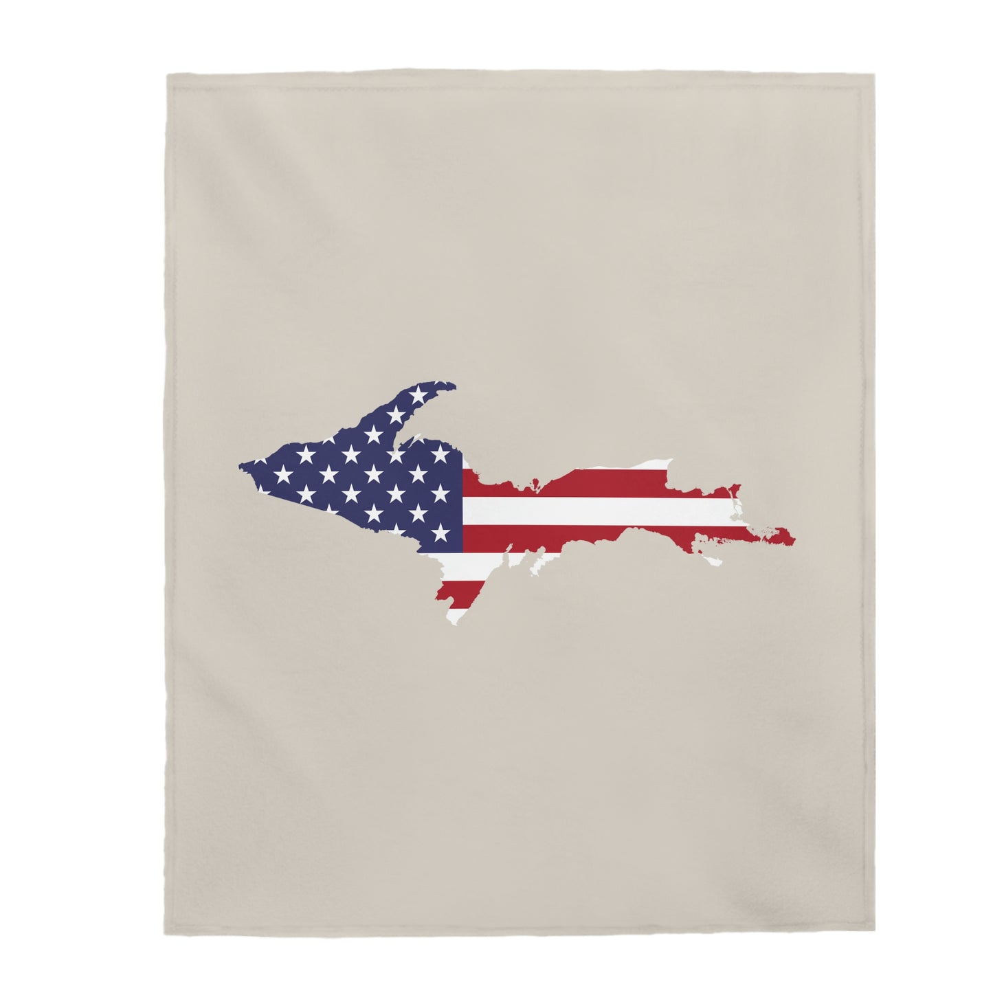 Michigan Upper Peninsula Plush Blanket (w/ UP USA Flag Outline) | Canvas Color