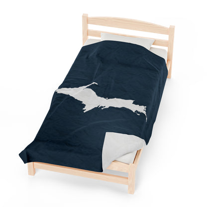 Michigan Upper Peninsula Plush Blanket (w/ UP Outline) | '37 Caddie Blue