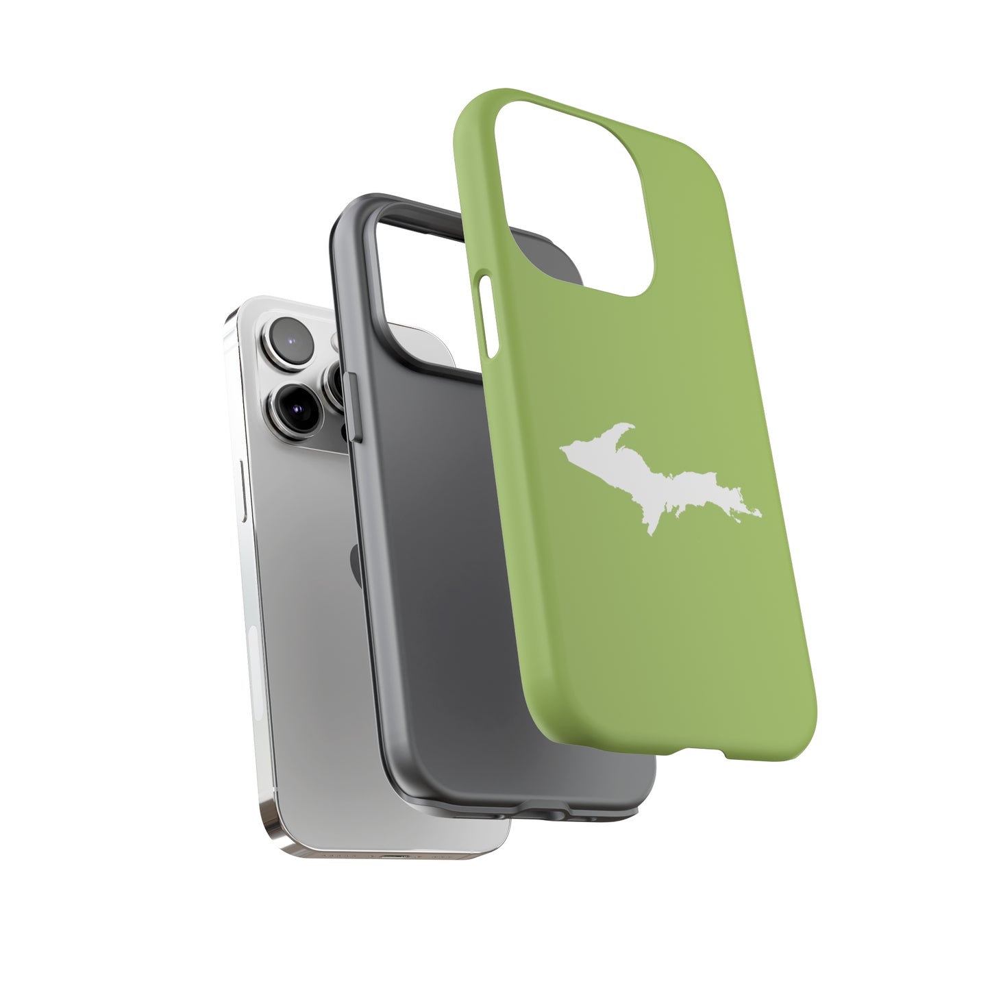 Michigan Upper Peninsula Tough Phone Case (Gooseberry Green w/ UP Outline) | Apple iPhone