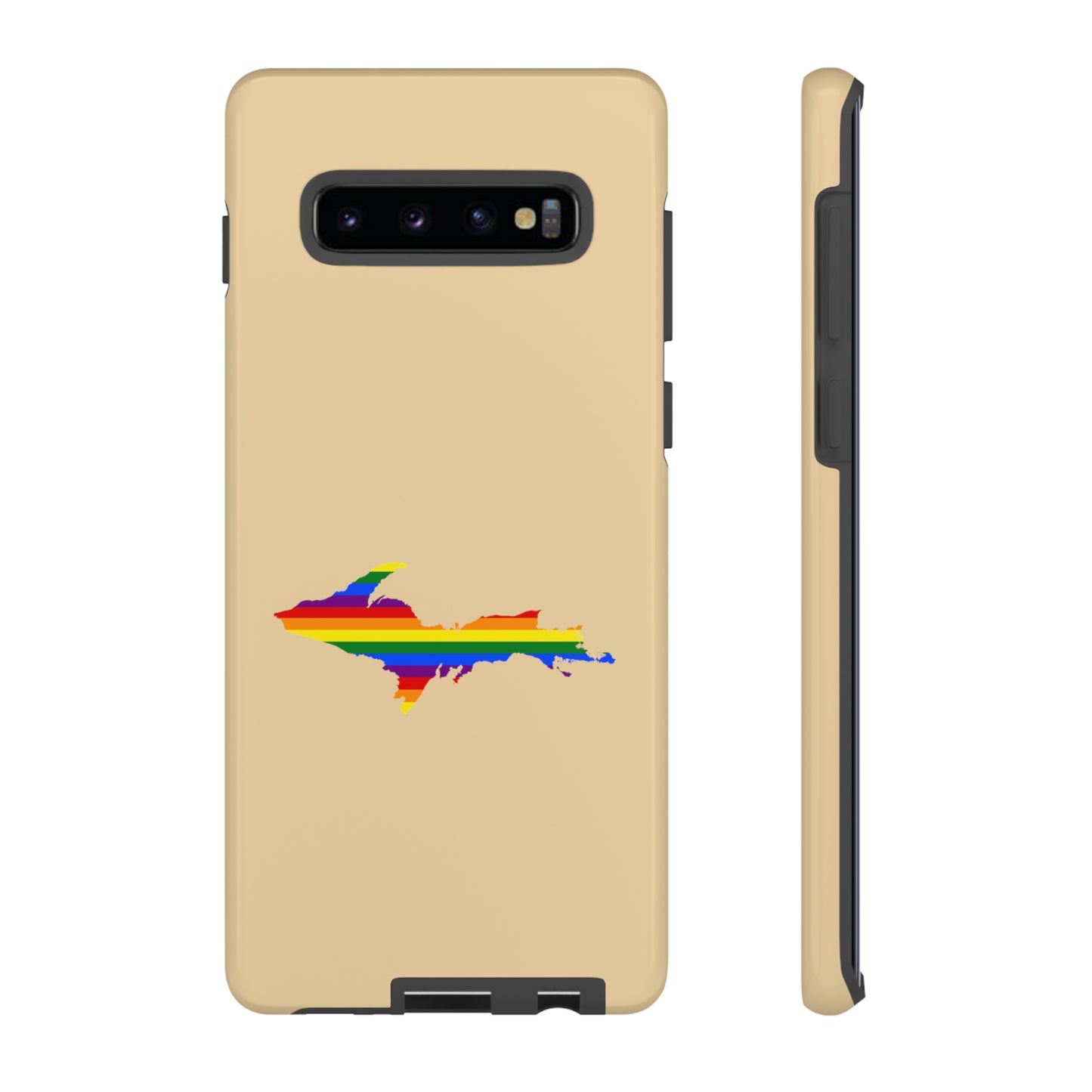 Michigan Upper Peninsula Tough Phone Case (Maple Color w/ UP Pride Flag Outline) | Samsung & Pixel Android