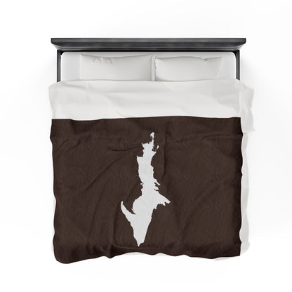 Michigan Upper Peninsula Plush Blanket (w/ UP Outline) | Hickory Color