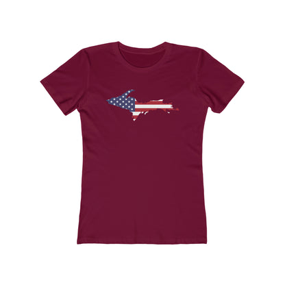 Michigan Upper Peninsula T-Shirt (w/UP MI USA Flag Outline) | Women's Boyfriend Cut