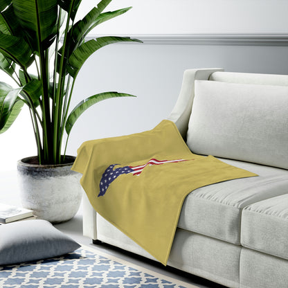 Michigan Upper Peninsula Plush Blanket (w/ UP USA Flag Outline) | Plum Yellow