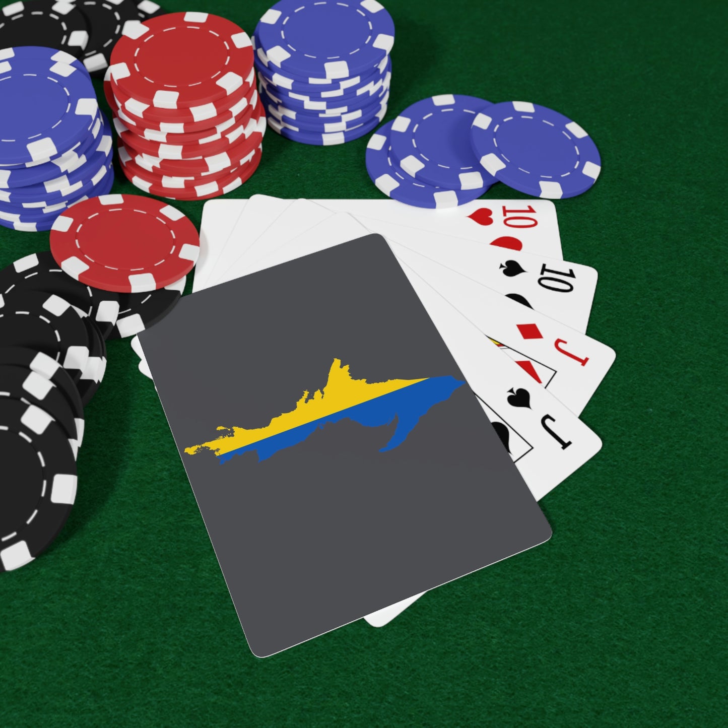 Michigan Upper Peninsula Poker Cards (Iron Ore Grey w/ UP Ukraine Flag Outline)