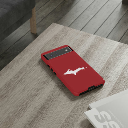 Michigan Upper Peninsula Tough Phone Case (Thimbleberry Red w/ UP Outline) | Samsung & Pixel Android